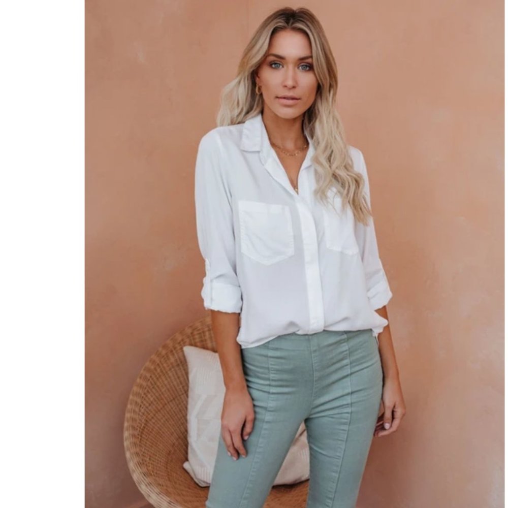 DOROTA White Button Down Top